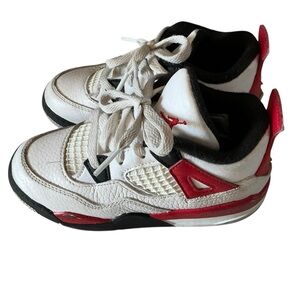 Nike air Jordan 4 retro “Red thunder kids toddler sneakers shoes 10c (BQ7670-161